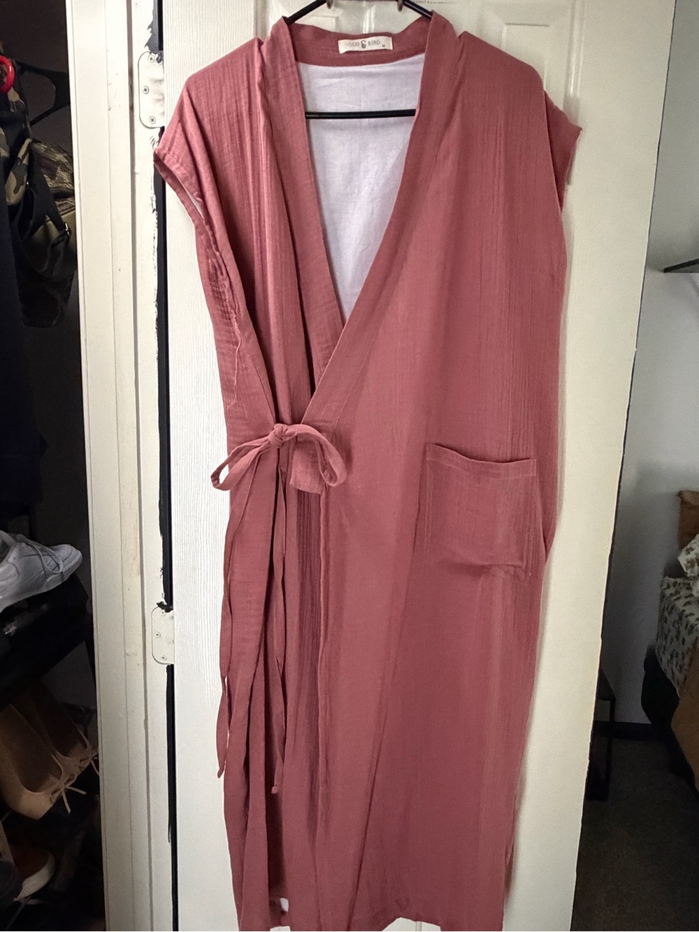 Sleeveless Maxi Wrap Dress in Dusty Rose